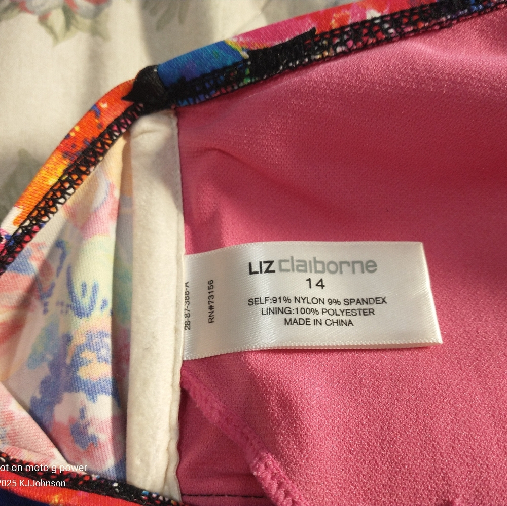 Liz Claiborne Floral Tankini Swim Suit Top Size 14 - Picture 4 of 5